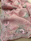Floral weaved handwoven organza saree