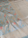 Blue premium bridal Katan silk saree