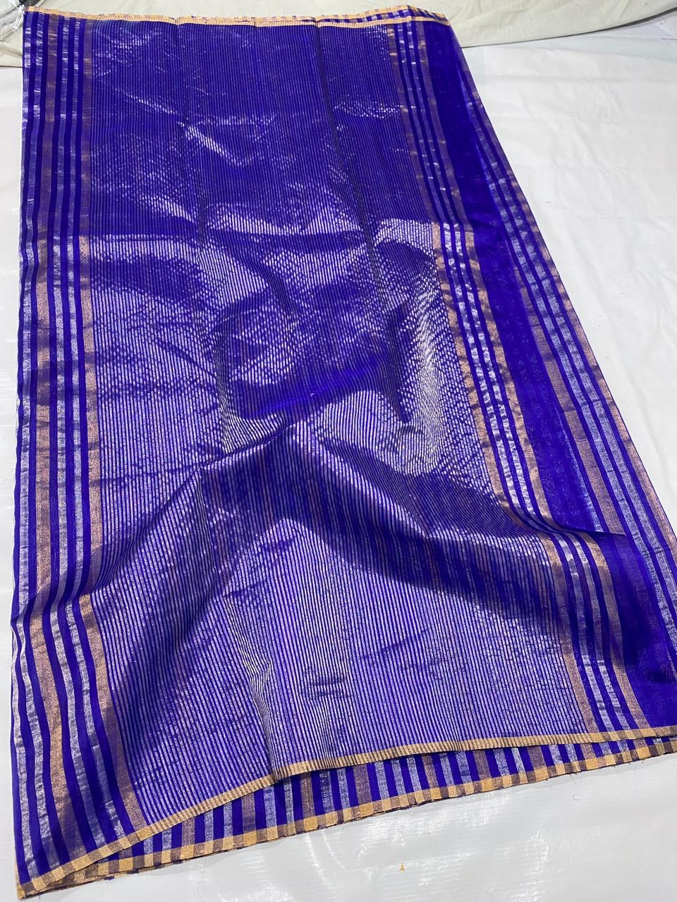 Royal Blue Chanderi saree Indian sarees - Saffronfashionindia