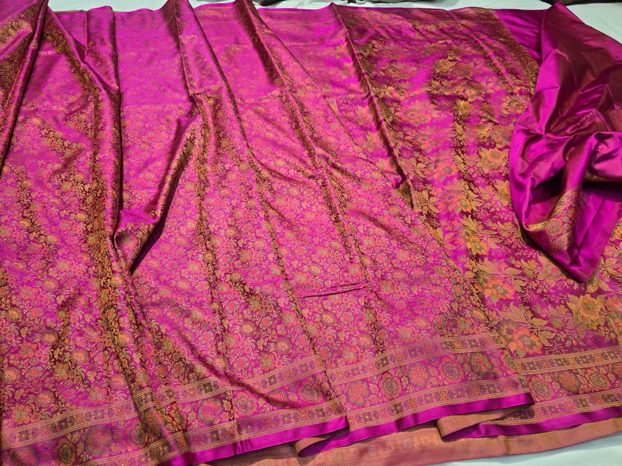 Zamevaar saree pink saree Katan handwoven silk saree blouse SaffronFashion