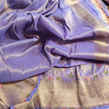 Purple Katan Meenakari handwoven saree tissue silk saree blouse