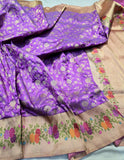 Purple Banarsi saree katan silk saree handwoven sari blouse Indian sarees Saffronfashionindia