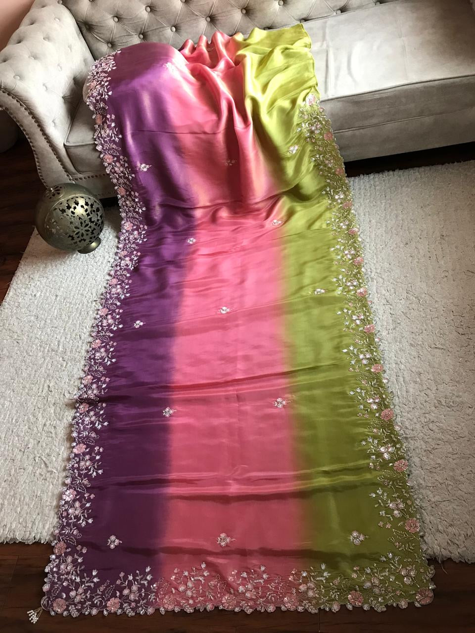 Shaded premium tissue silk saree organza sarees - Saffronfashionindia