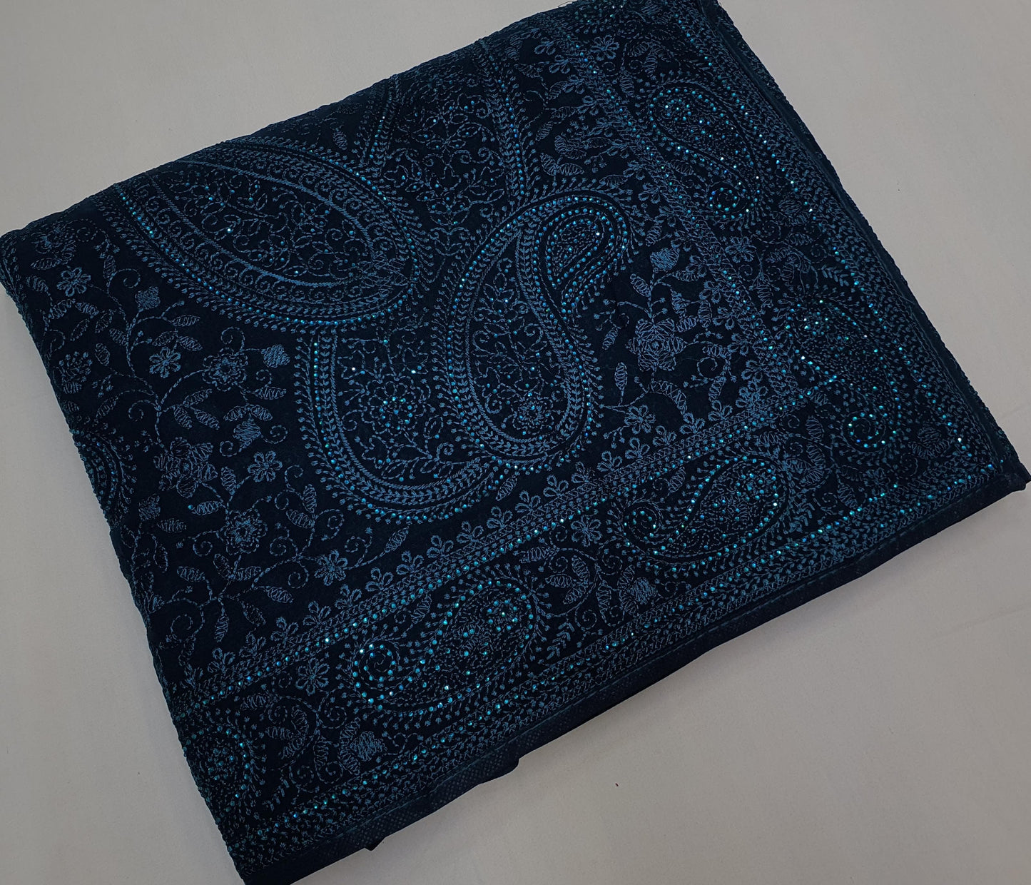 Paisley inspired Chikankari saree gorgette saree blouse - Saffronfashionindia