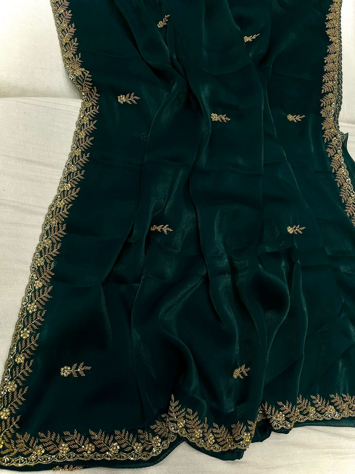 Simana tissue organza saree,,,,,reception sari - Saffronfashionindia