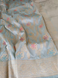 Blue premium bridal Katan silk saree