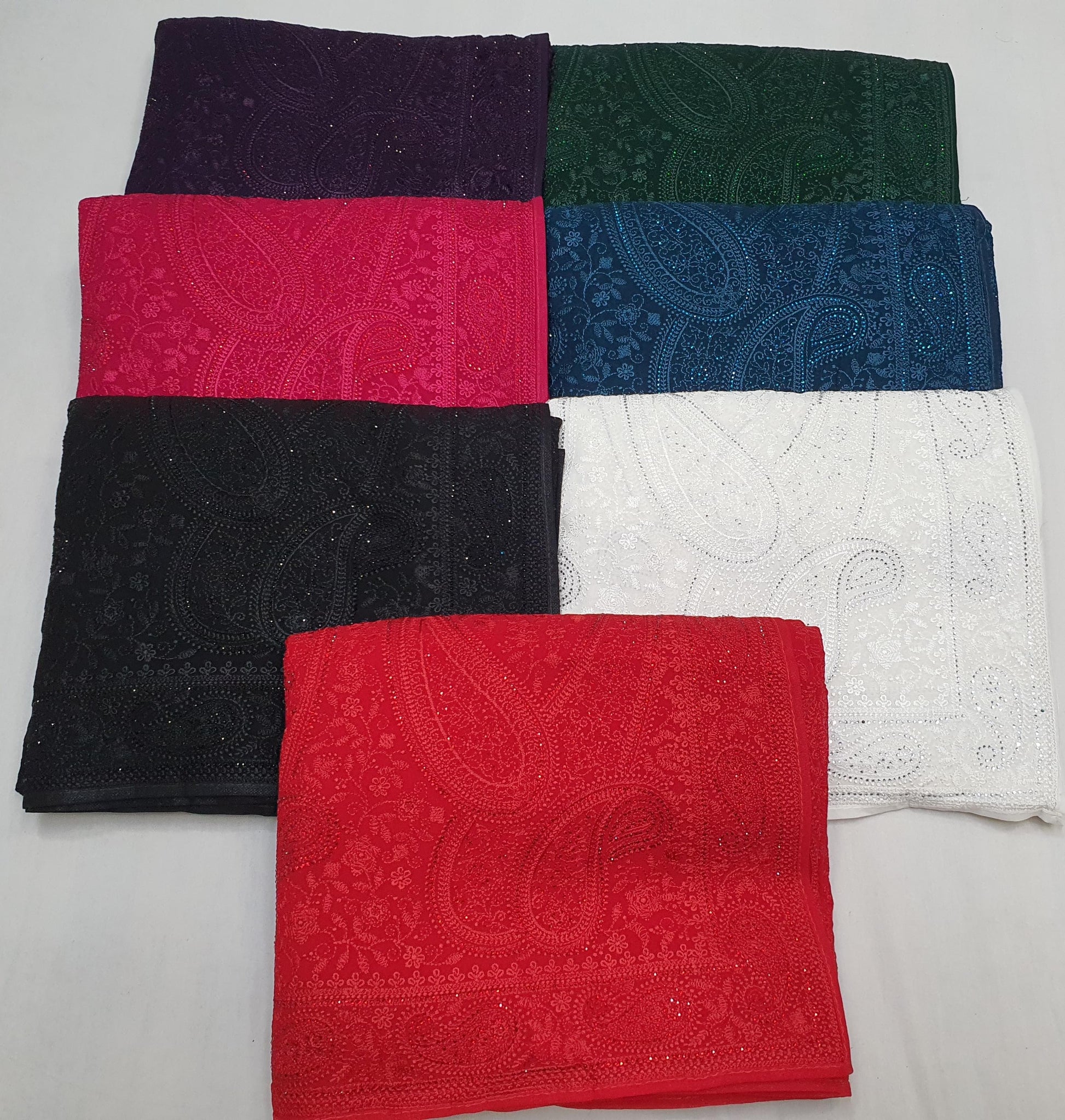 Paisley inspired Chikankari saree gorgette saree blouse - Saffronfashionindia