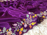 Purple satin saree Partywear sarees