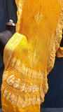 Yellow banarsi zari bandhej saree/saree for women
