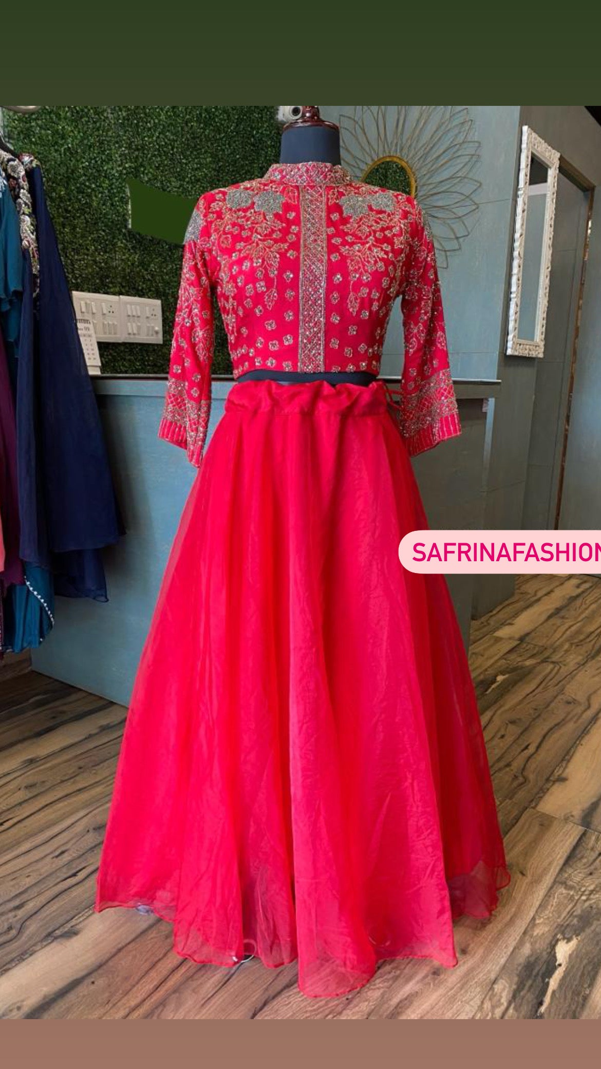 Red indowestern dress fairy dress - Saffronfashionindia