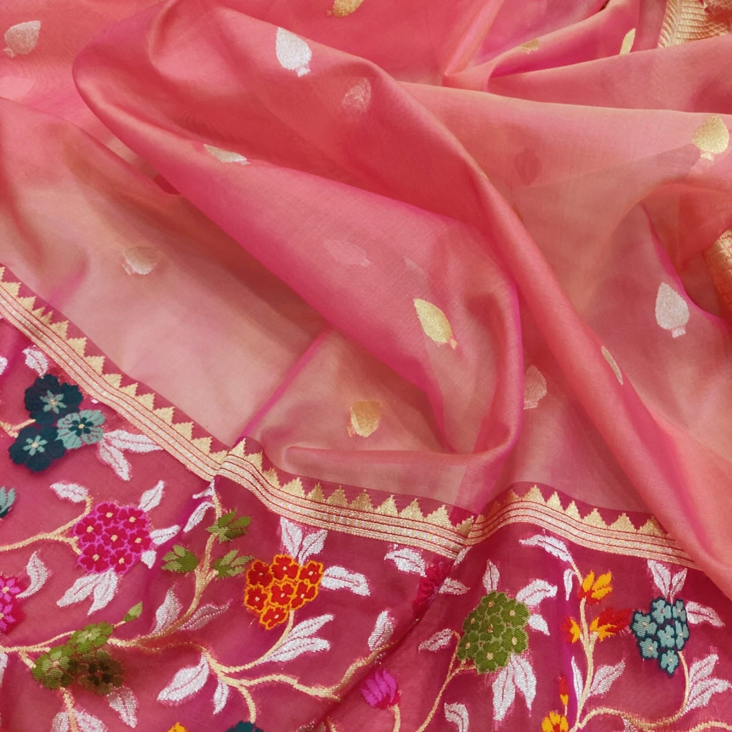 Avshika sarees Kora saree handwoven sari blouse SaffronFashion