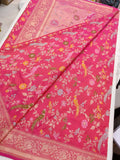 Pretty pink katan handwoven antique zari saree SaffronFashion