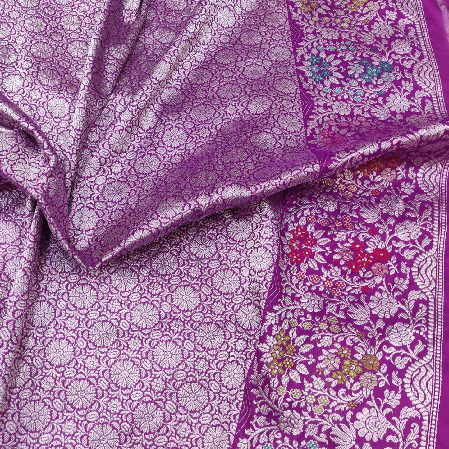 Pink kora kadwa handwoven sarees - Saffronfashionindia