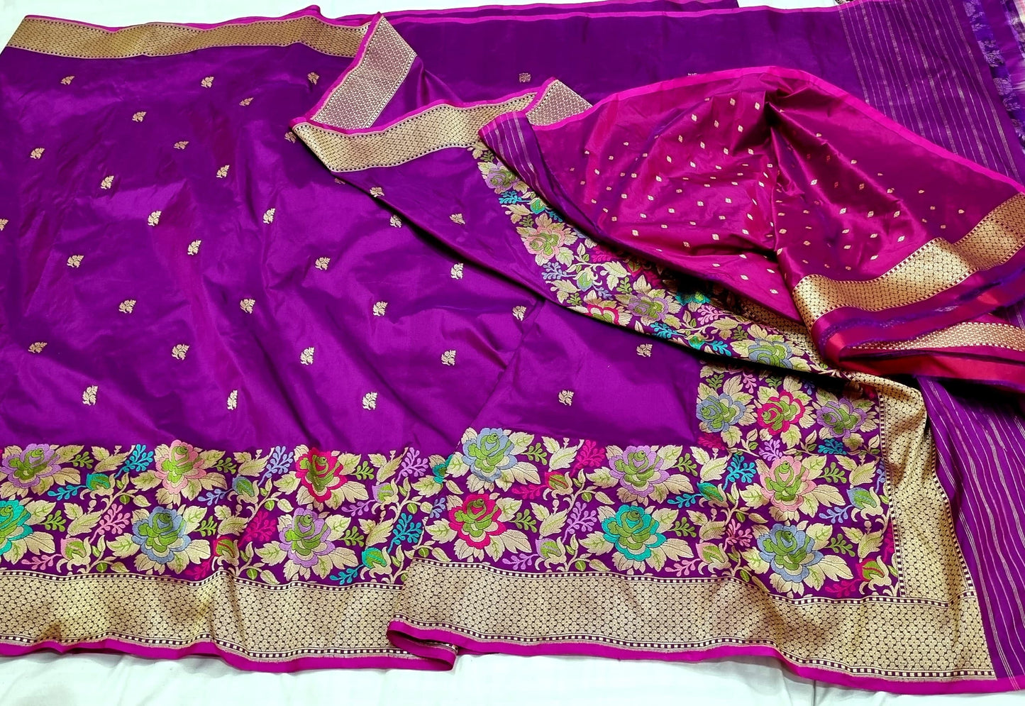 Purple handwoven kadwa exclusive women saree - Saffronfashionindia