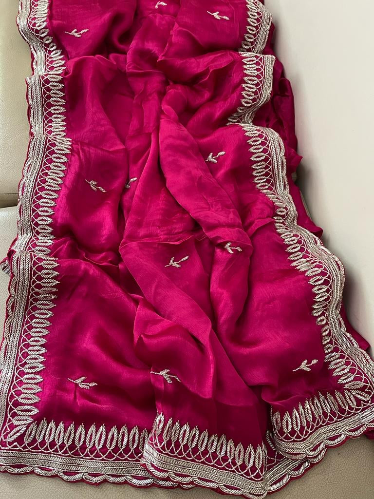 Satin partywear saree reception sarees - Saffronfashionindia