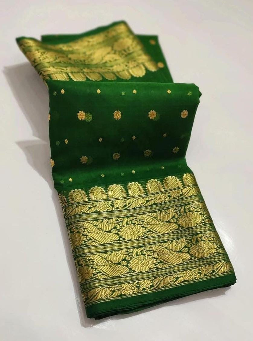 Lamba green Chanderi saree indian sarees - Saffronfashionindia