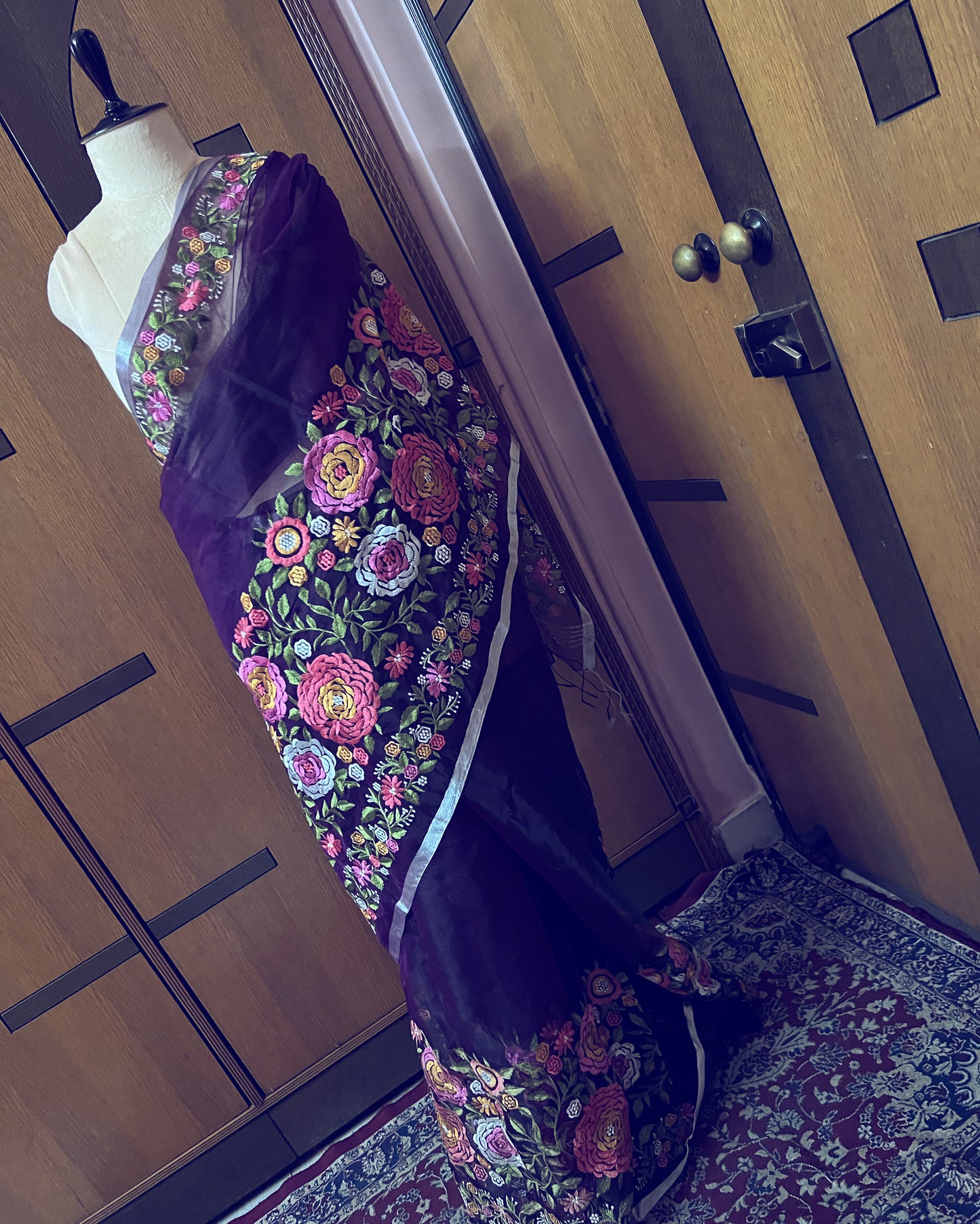 Tulip embroidery organza sweet saree - Saffronfashionindia