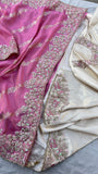 Vania Banarsi Munga Silk Saree pink sari