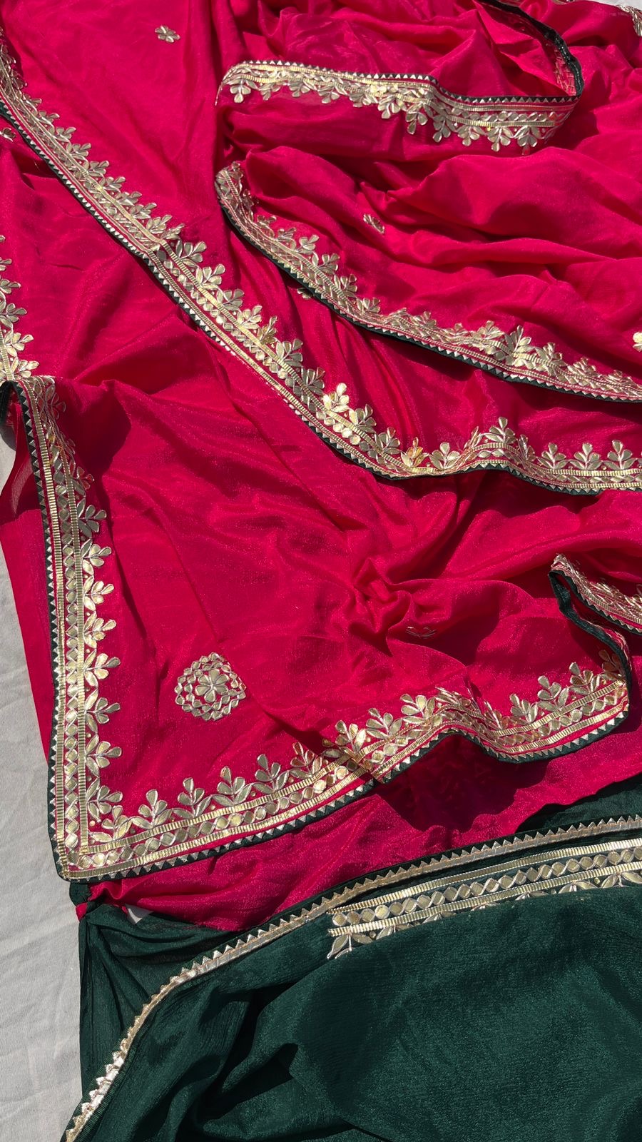 Ramjini chinon crepe Saree Gottapatti sarees - Saffronfashionindia