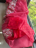 Red Organza Saree Thread Embroidery Work Sarees