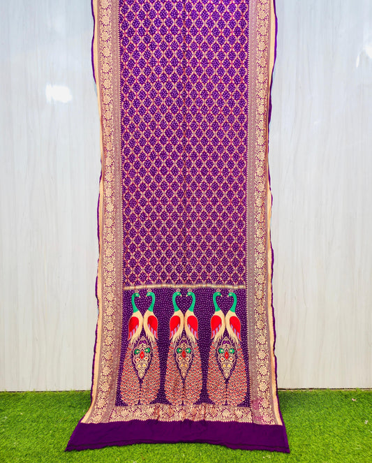 Purple Banarsi saree meenakari saree Indian sarees blouse SaffronFashion