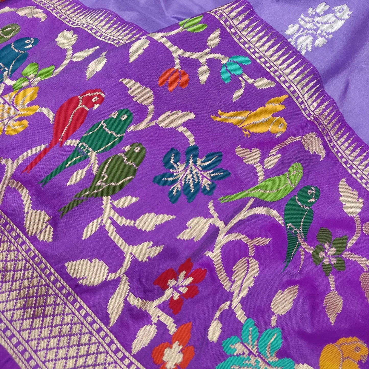 Purple katan silk saree handwoven saree Indian sari blouse - Saffronfashionindia