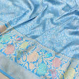 Firoza blue Katan silk saree handwoven sarees