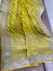 Gottapatti organza weaved saree reception saree