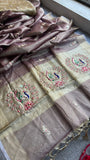 Peacock inspired tissue silk saree linen saree