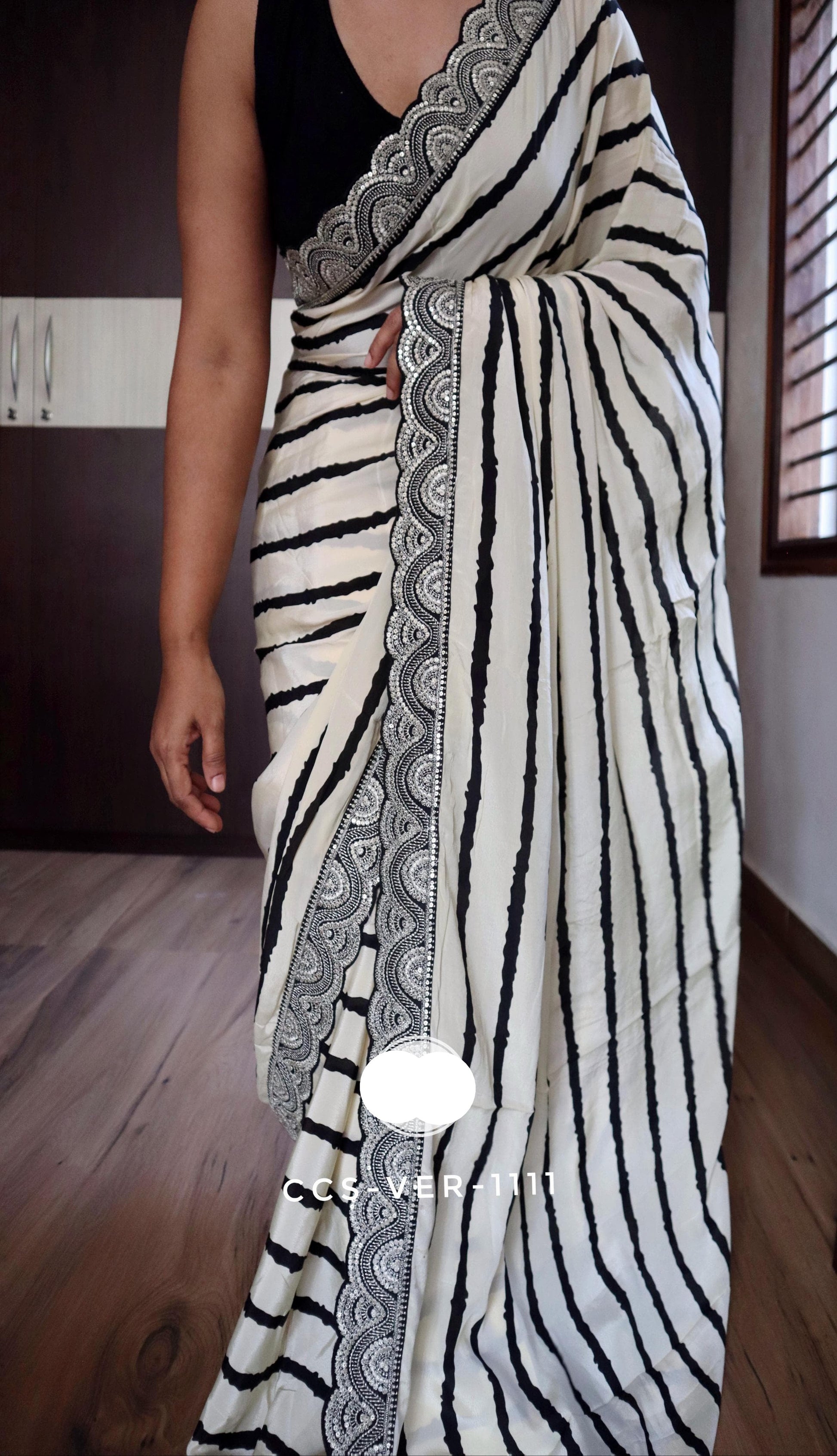 Zebra printed saree party wear sareees Saffronfashionindia