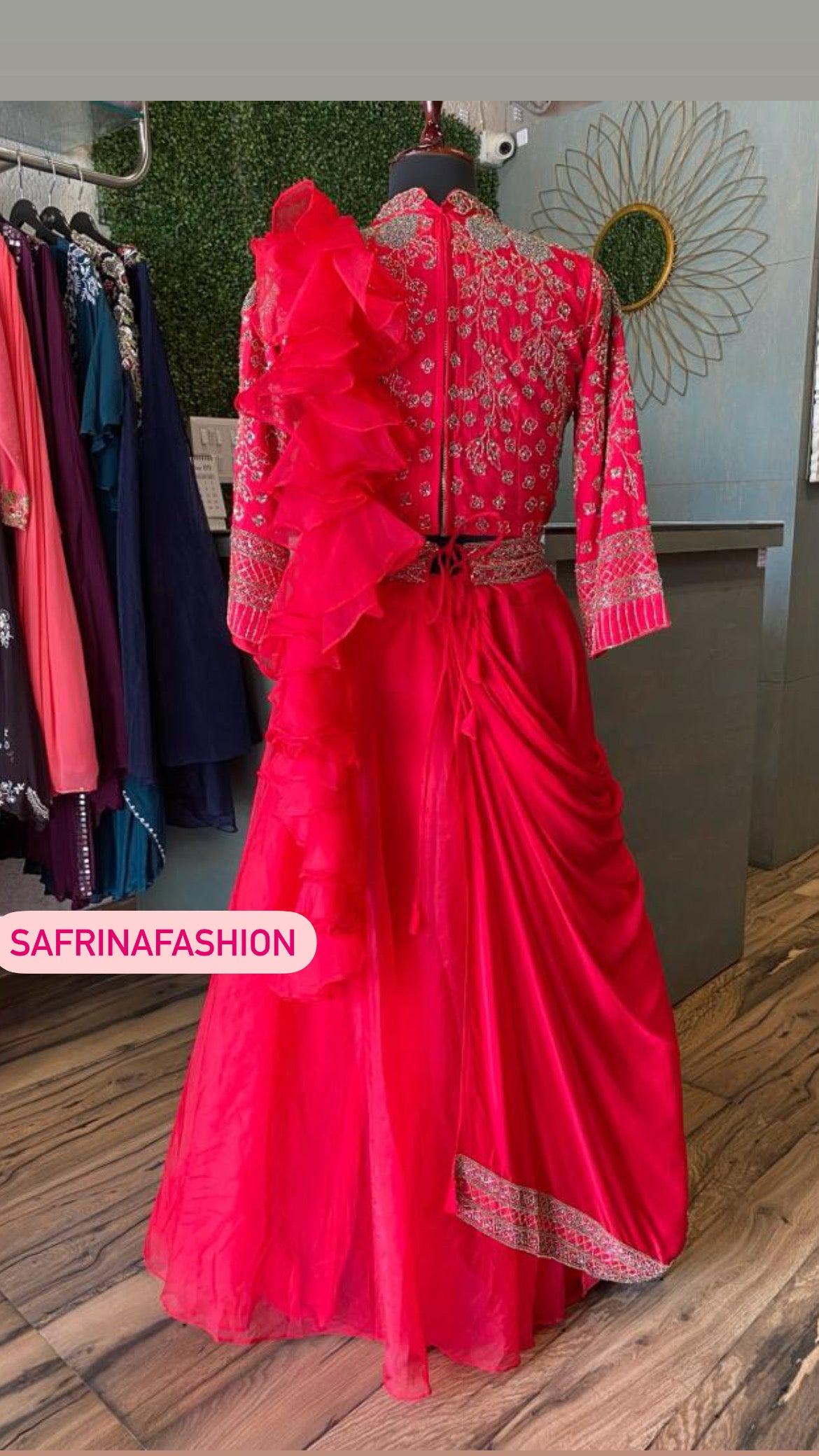 Red indowestern dress fairy dress - Saffronfashionindia