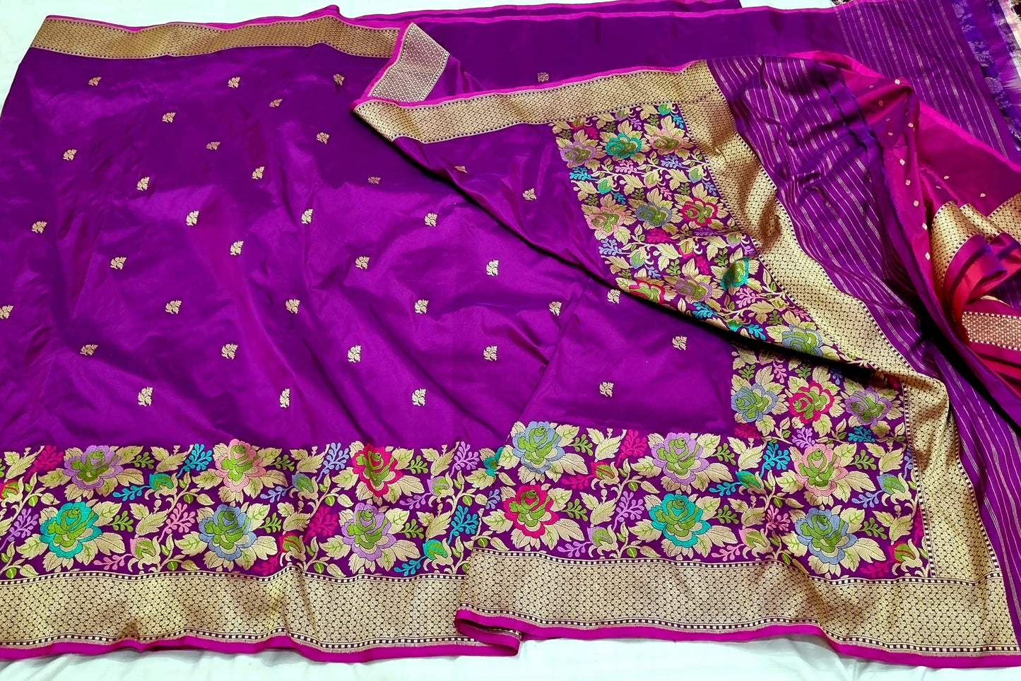 Purple handwoven kadwa exclusive women saree - Saffronfashionindia