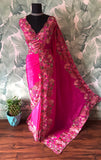 Premium floral saree organza saree beautiful sari blouse SaffronFashion