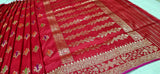Red bridal Banarsi handwoven kadwa Katan sarees
