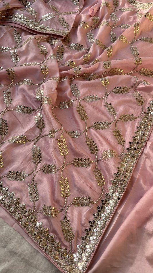 Kora Silk Satin Gottapatti Saree Indian Traditional sarees - Saffronfashionindia