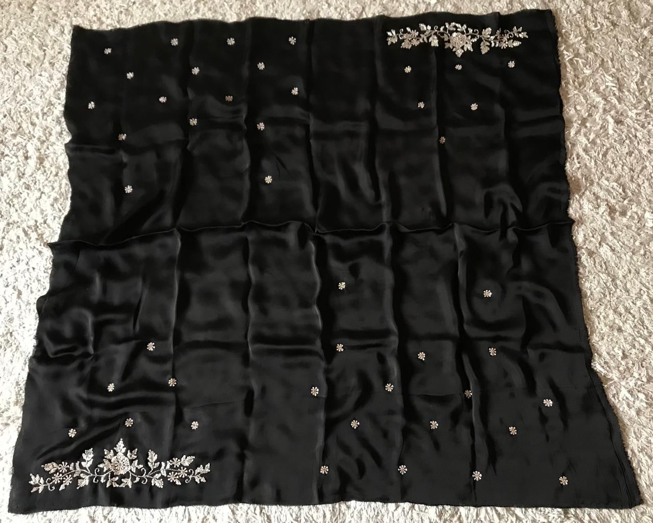 Black Stunning saree Indian organza silk sari - Saffronfashionindia