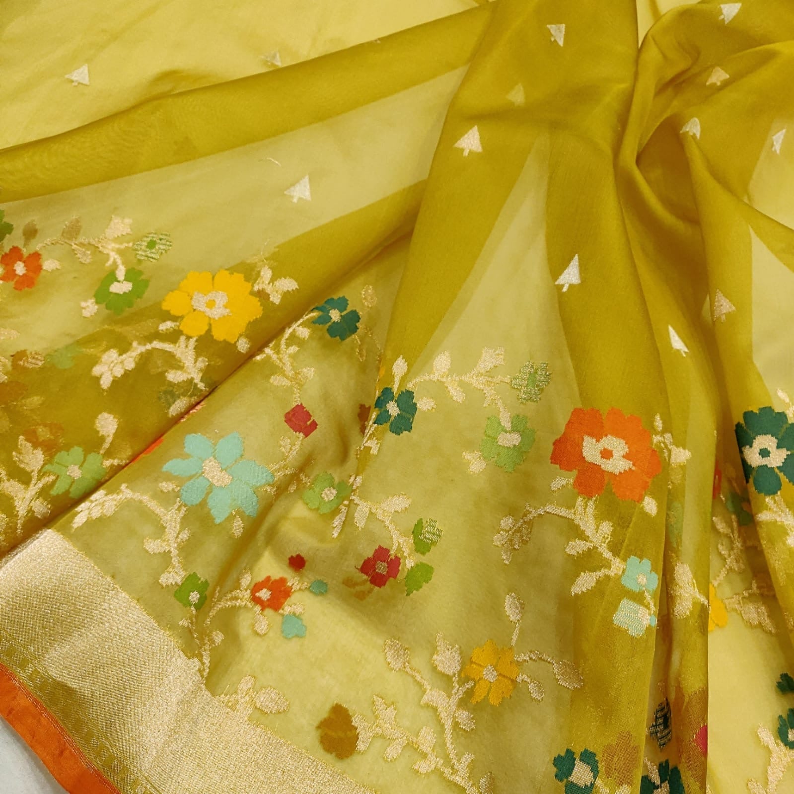 Yellow Kora saree ektara saree Jamdani sarees blouse SaffronFashion