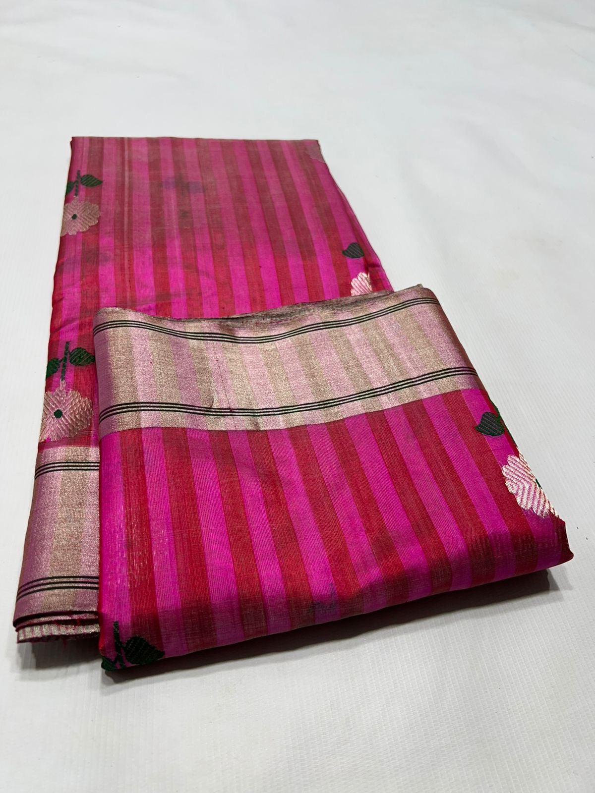 Handwoven pink saree Chanderi saree Indian sari blouse SaffronFashion