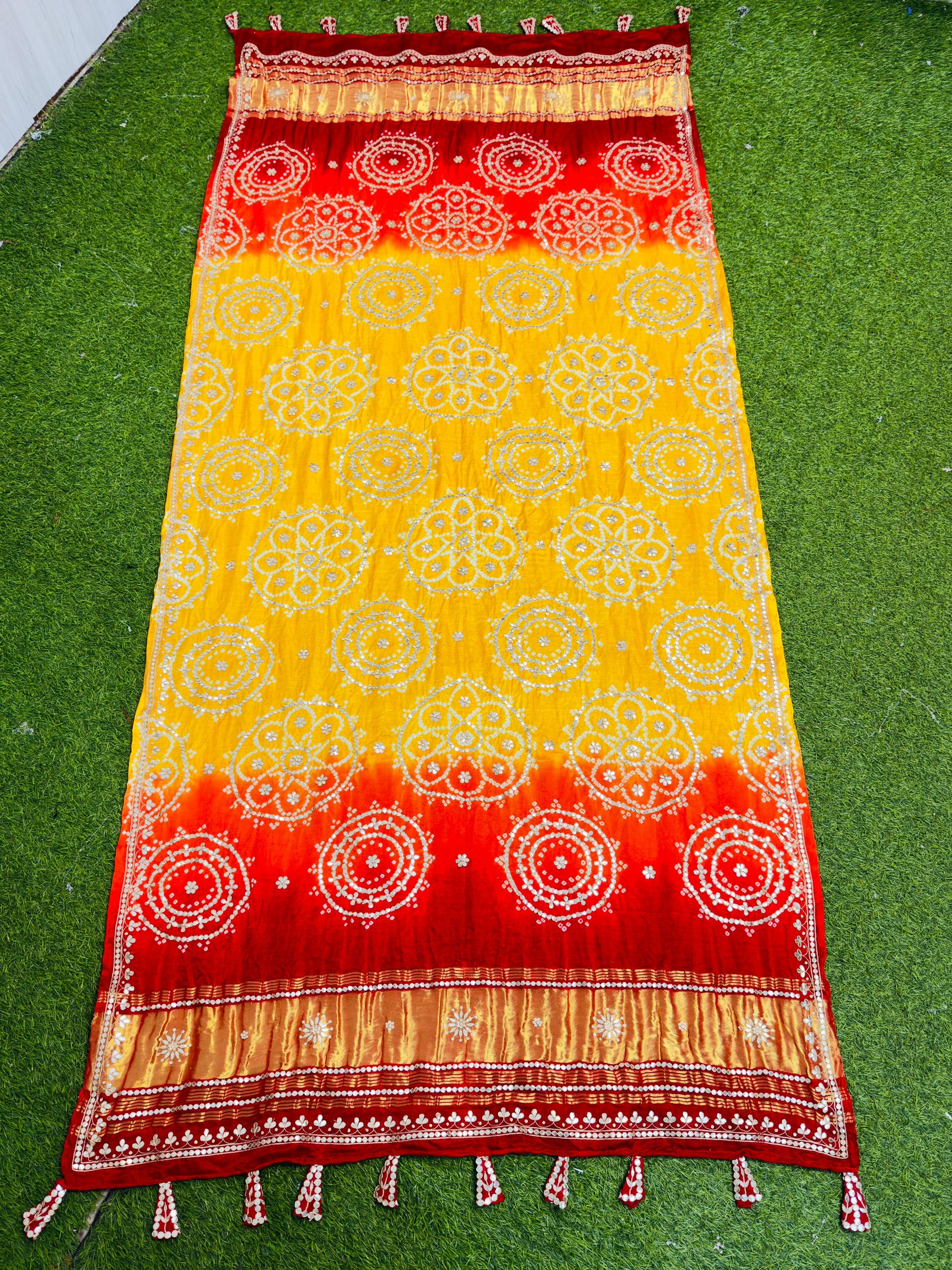 Yellow dupatta handmade dupatta gajji silk dupatta SaffronFashion