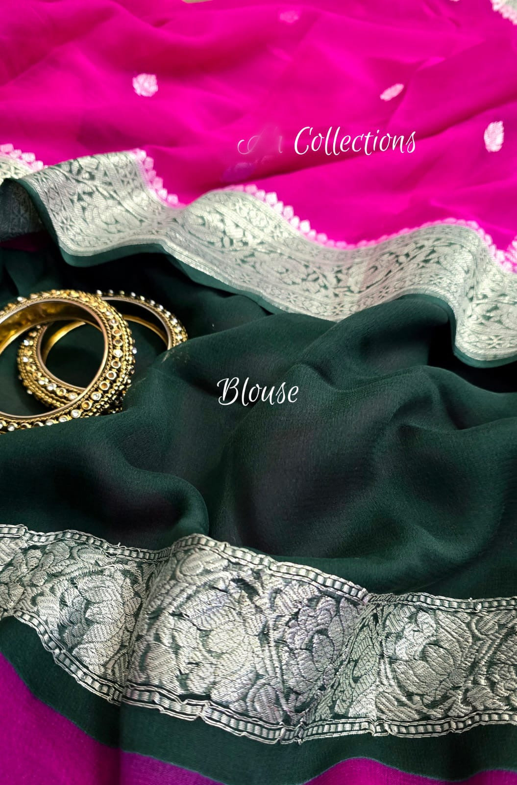 Banarsi Chiffon kadwa saree handwoven sari blouse SaffronFashion