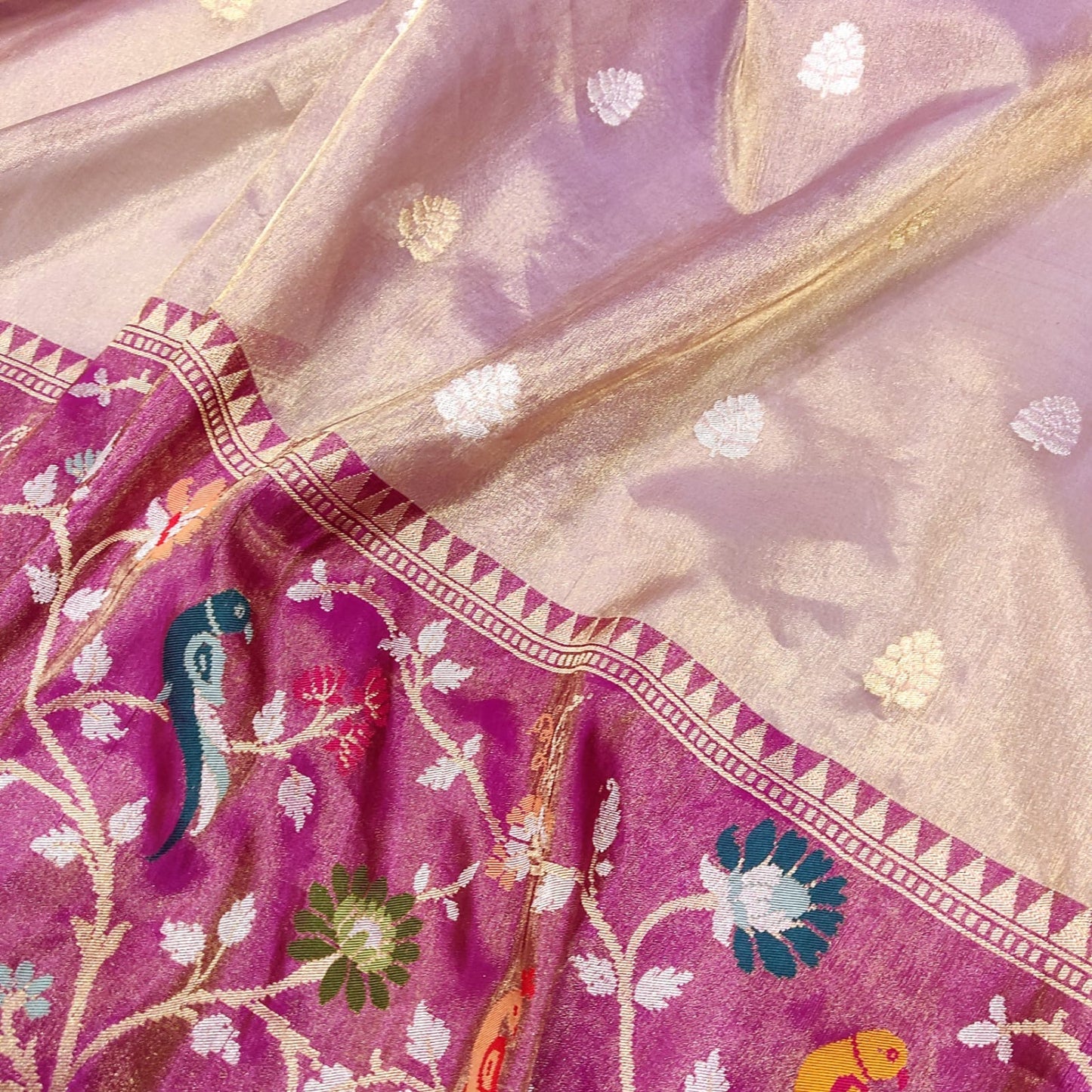 Lavita tissue handwoven zari saree - Saffronfashionindia