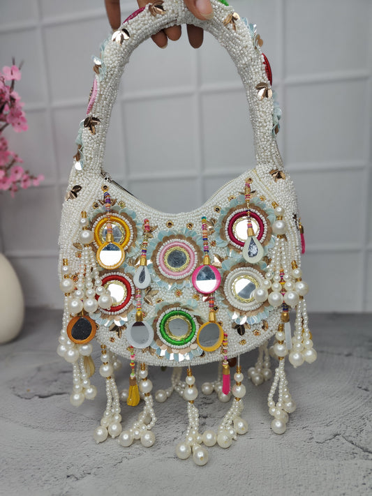 Elegant clutch pearl bag Partywear bag girls bag - Saffronfashionindia