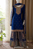 Royal Blue Pakistani sharara dress traditional wedding dress