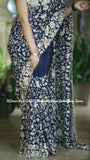 Floral Blue Saree Parsi inspired saree