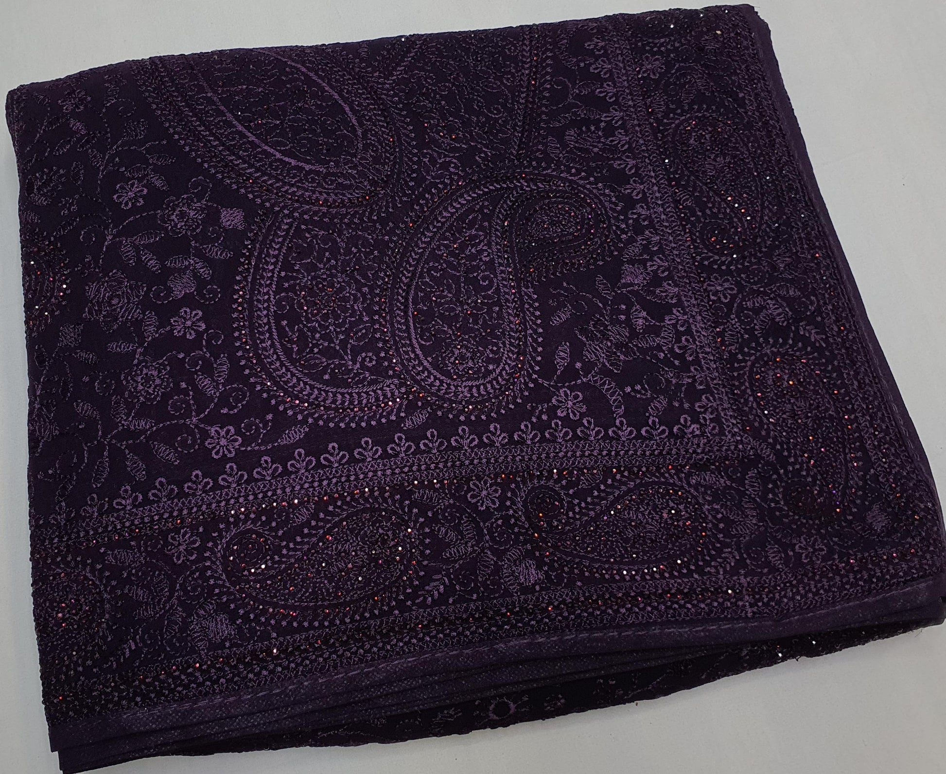 Paisley inspired Chikankari saree gorgette saree blouse - Saffronfashionindia