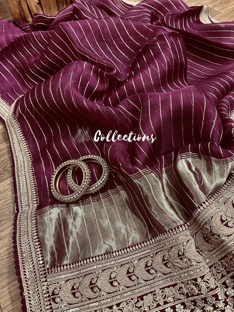 Vini organza silk saree zari saree - Saffronfashionindia