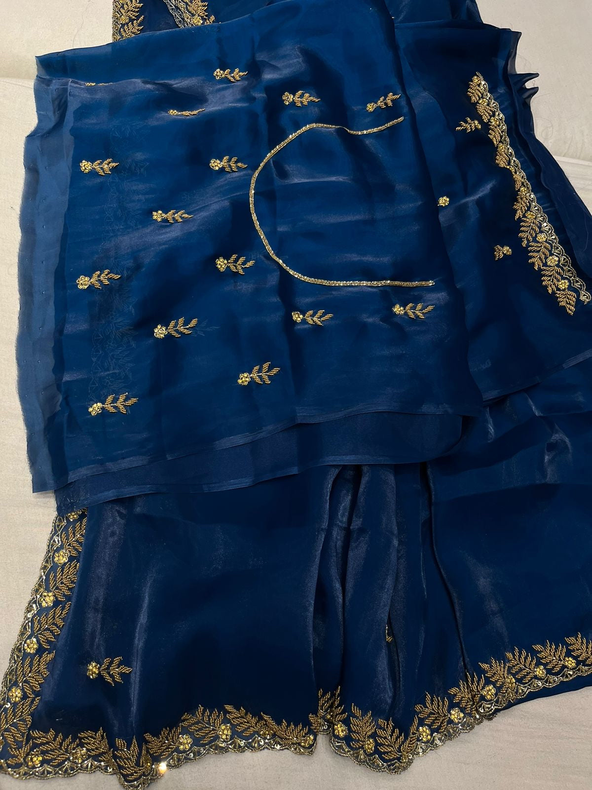 Simana tissue organza saree,,,,,reception sari - Saffronfashionindia
