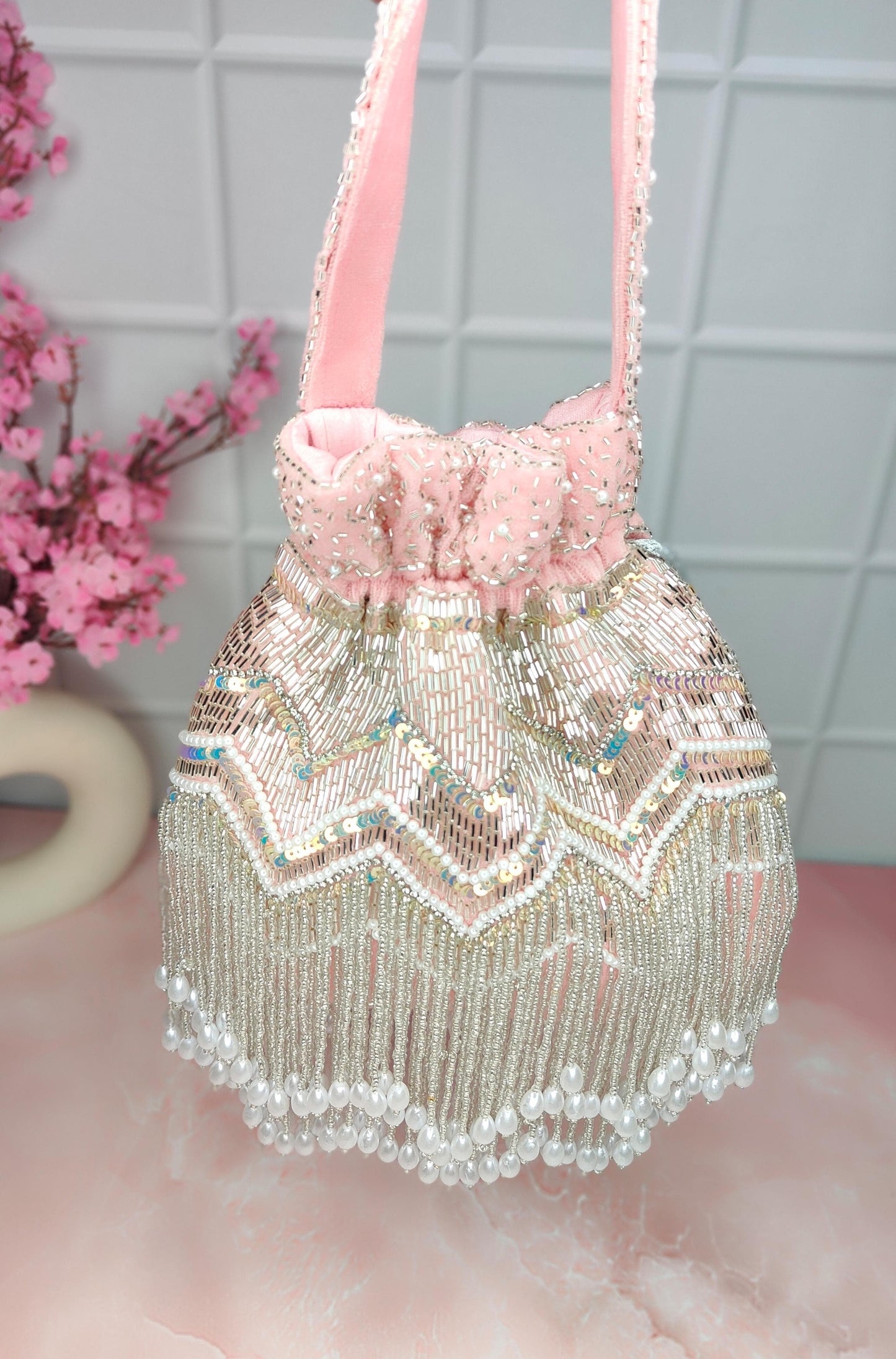 Pearl beaded Potlis Bridal potli - Saffronfashionindia