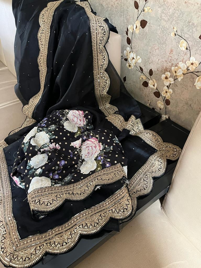 Lubesha organza saree classy sari - Saffronfashionindia