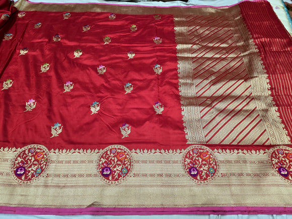 Urmia Banarsi saree handwoven sarees blouse SaffronFashion